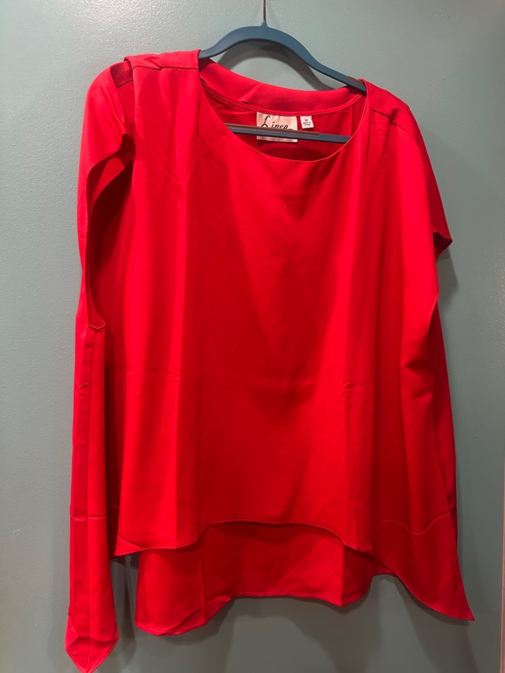 Linea by Louis Dell'Olio Vibrant Red Layered-Hem Scoop Neck Blouse
